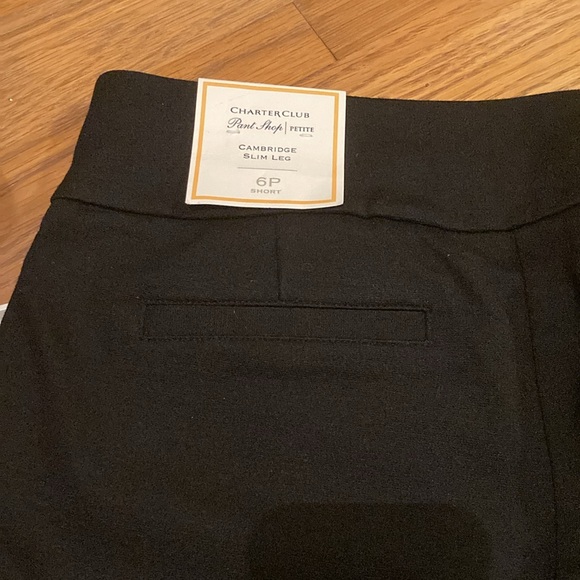 NWT Charter Club Cambridge Tummy Control Slim Leg Black Ponte Pants, 6P SHORT - Picture 3 of 5